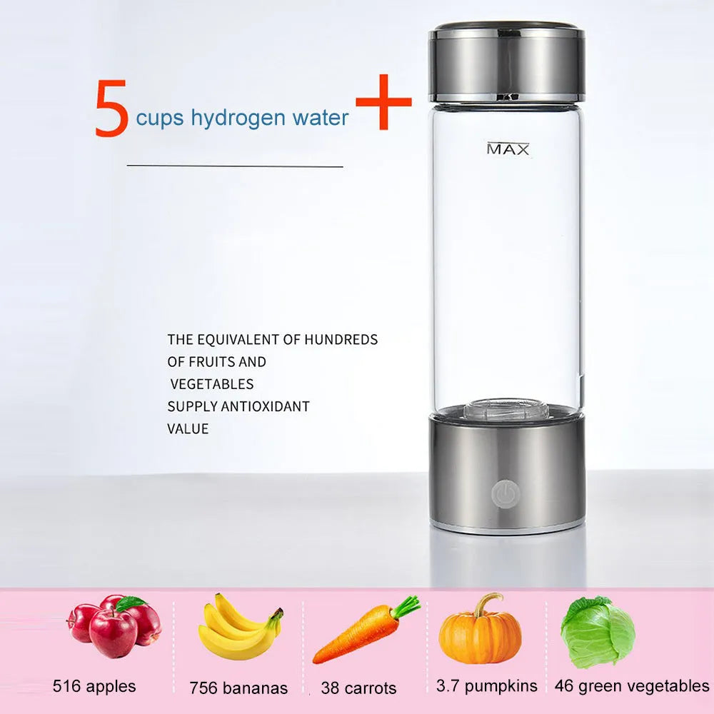 Upgraded Health Smart Hydrogen Water Cup with 420ml capacity and titanium electrode