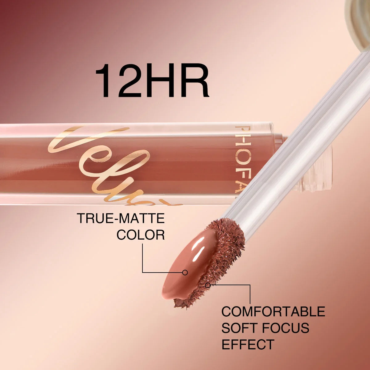 PHOFAY Velvet Lip Gloss in matte finish with precision applicator