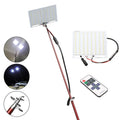 White LED fishing rod light unit with telescopic pole and remote control for outdoor use