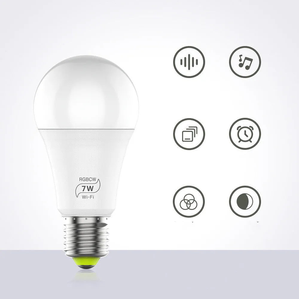 Smart Wi-Fi LED bulb with E27 base for voice control and app remote lighting