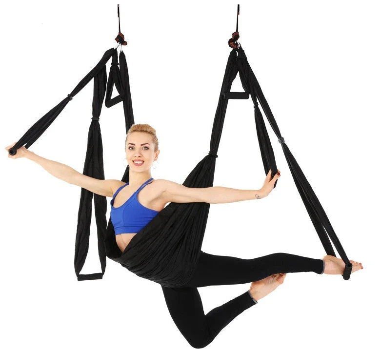 Anti-Gravity Yoga Hammock made of durable nylon fabric, available in a range of vibrant Kiwi-friendly colours