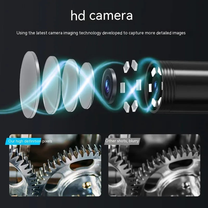 Automotive endoscope with 8mm waterproof probe and hard wire cable for car inspection