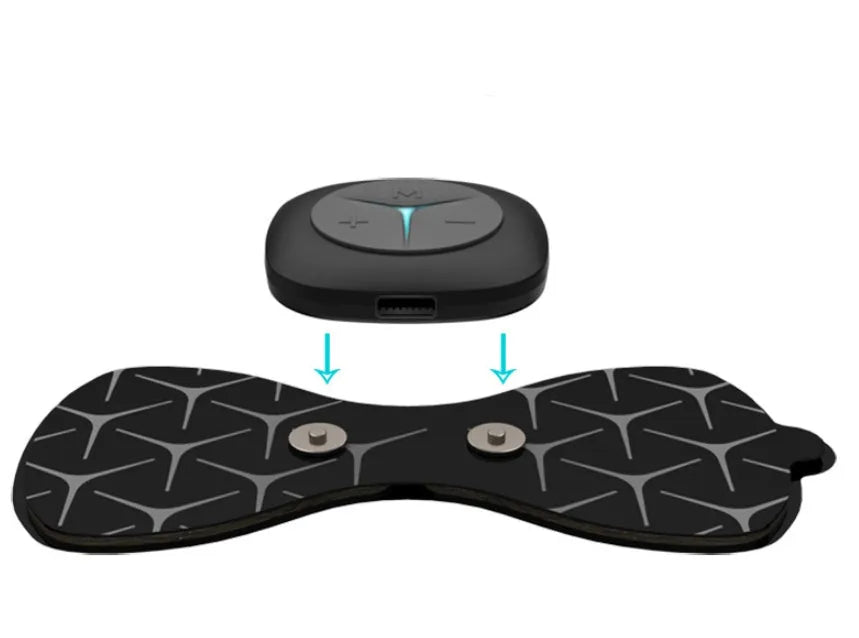 Mini shoulder and neck massager with six pulse modes in black and white