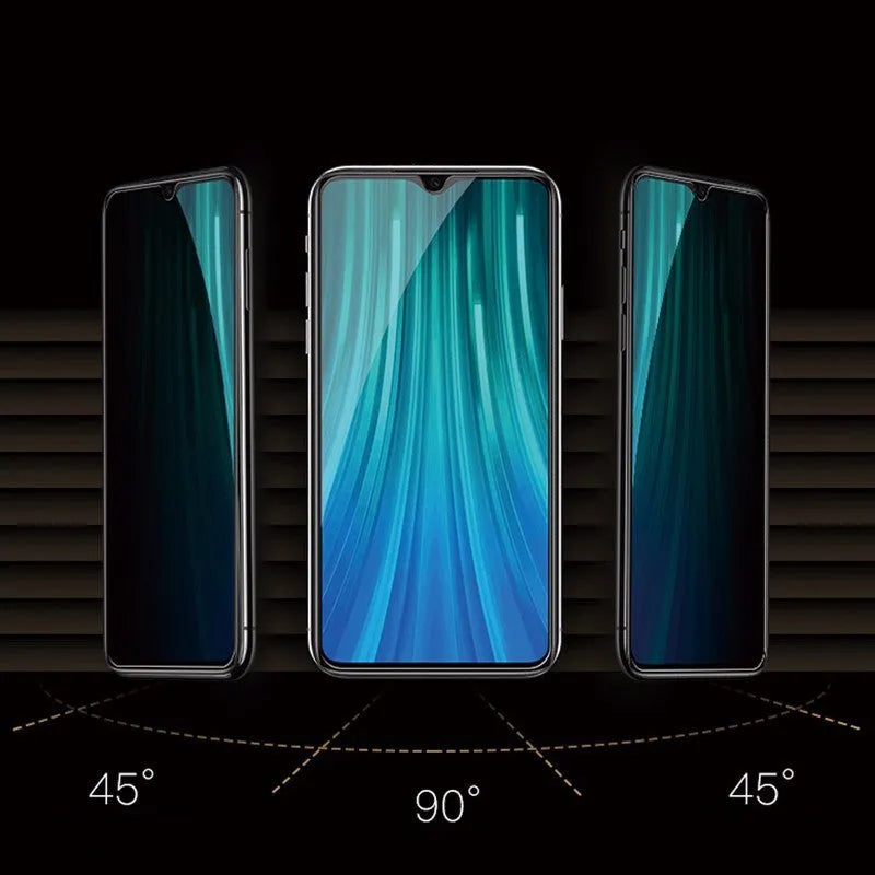 Anti-spy privacy screen protector film for Xiaomi Poco and Redmi Note mobile phones.