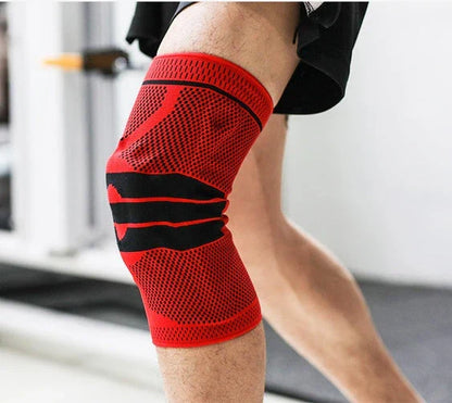 Nylon knee sleeve with anti-slip bands for sports and fitness support
