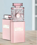 Pink perfume fan with USB charging port and compact design for personal fragrance diffusion