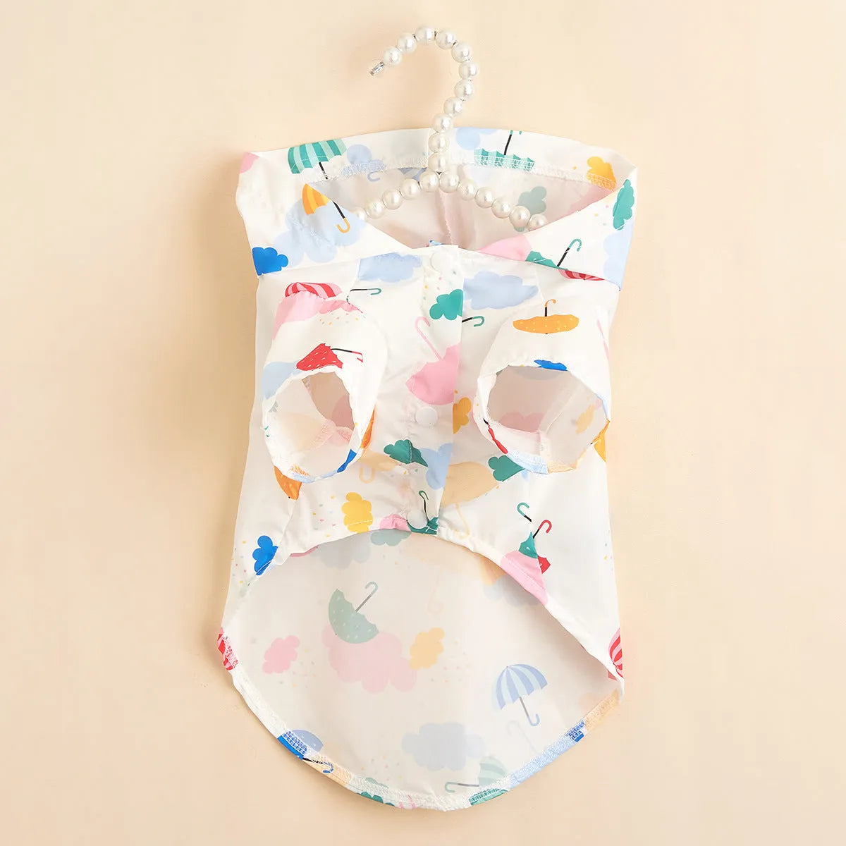 Colourful cartoon umbrella pattern dog raincoat in polyester material for rainy weather walks