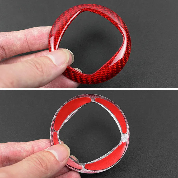 Real dry carbon fibre steering wheel decorative sticker in black and red colour options