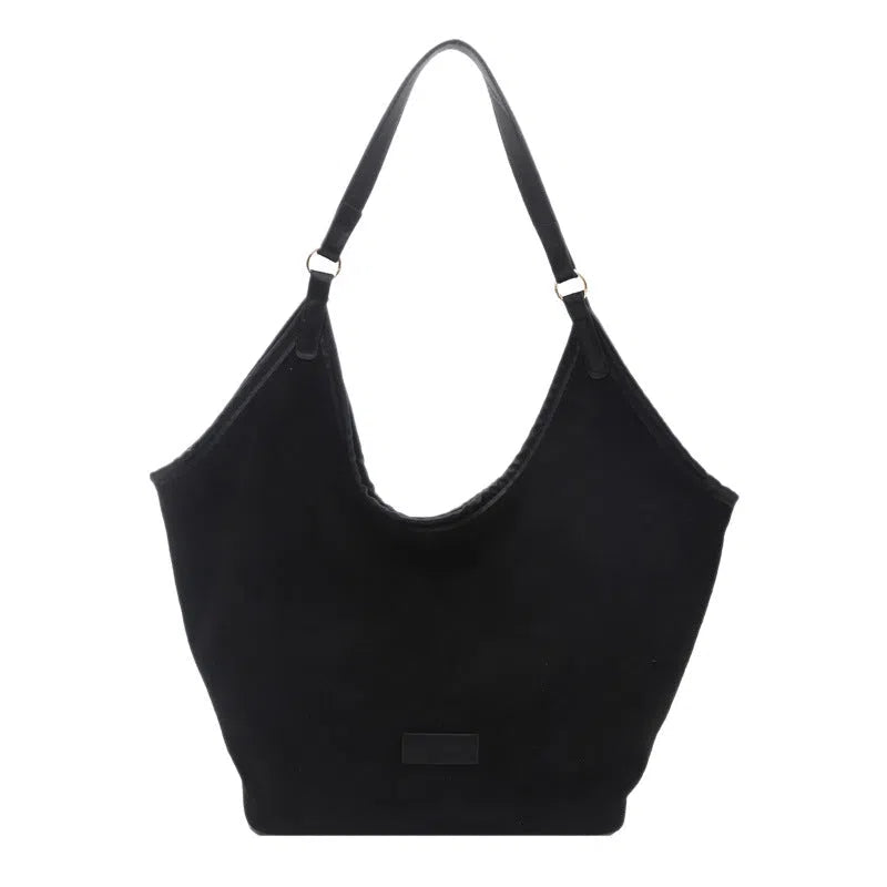 Women's corduroy high-capacity tote bag, 45x20.5x37.5 cm, with stitched seams, cross-over strap, Coffee colour option