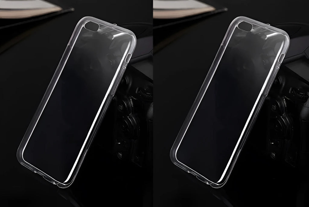 Transparent soft TPU phone case for iPhone on a table
