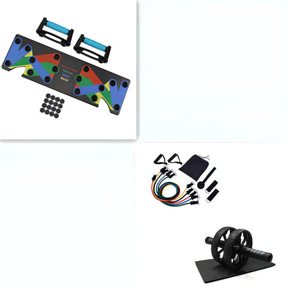 Black 9-in-1 Push-Up Rack Edge with colour-coded plates and silicone handles for upper body training, 60 x 18.5 x 2 cm size