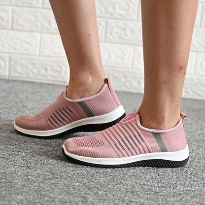 Women's summer breathable mesh shoes in red, black, and pink