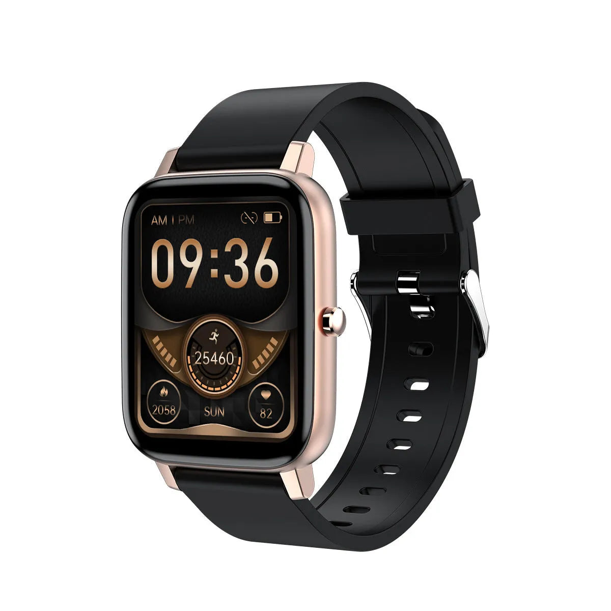 H80 sports smart watch with ECG monitoring on a wrist, showing its 1.69-inch screen and silicone strap.
