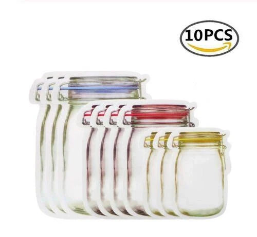 Reusable waterproof snack storage bag with zipper, 1L capacity