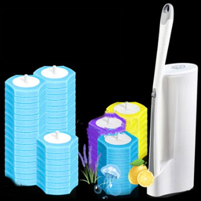 Disposable toilet brush with plastic handle and sponge head for hygienic cleaning