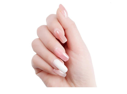 100-piece crystal transparent false nail set with solid-state extension glue and multiple sizing options