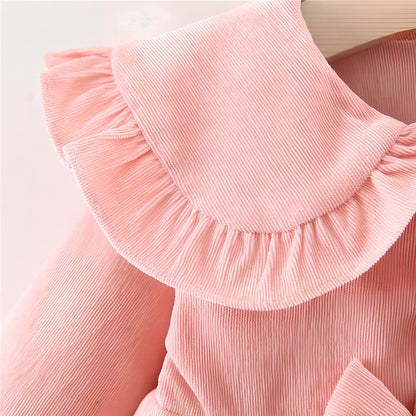 Baby girl cotton corduroy dress with bow detail in multiple colour options