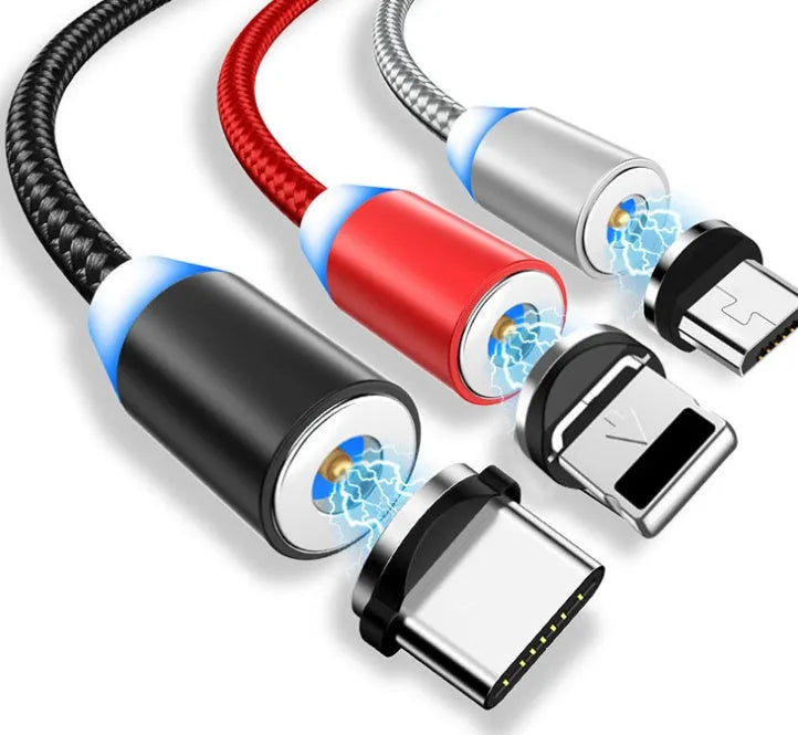 YBD 1 metre magnetic LED charging cable with cotton yarn weaving and aluminium shell