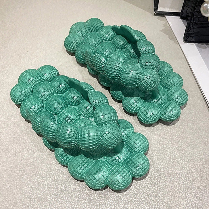 Women's bubble slippers in herringbone design, available in beige, rose red, black, and green