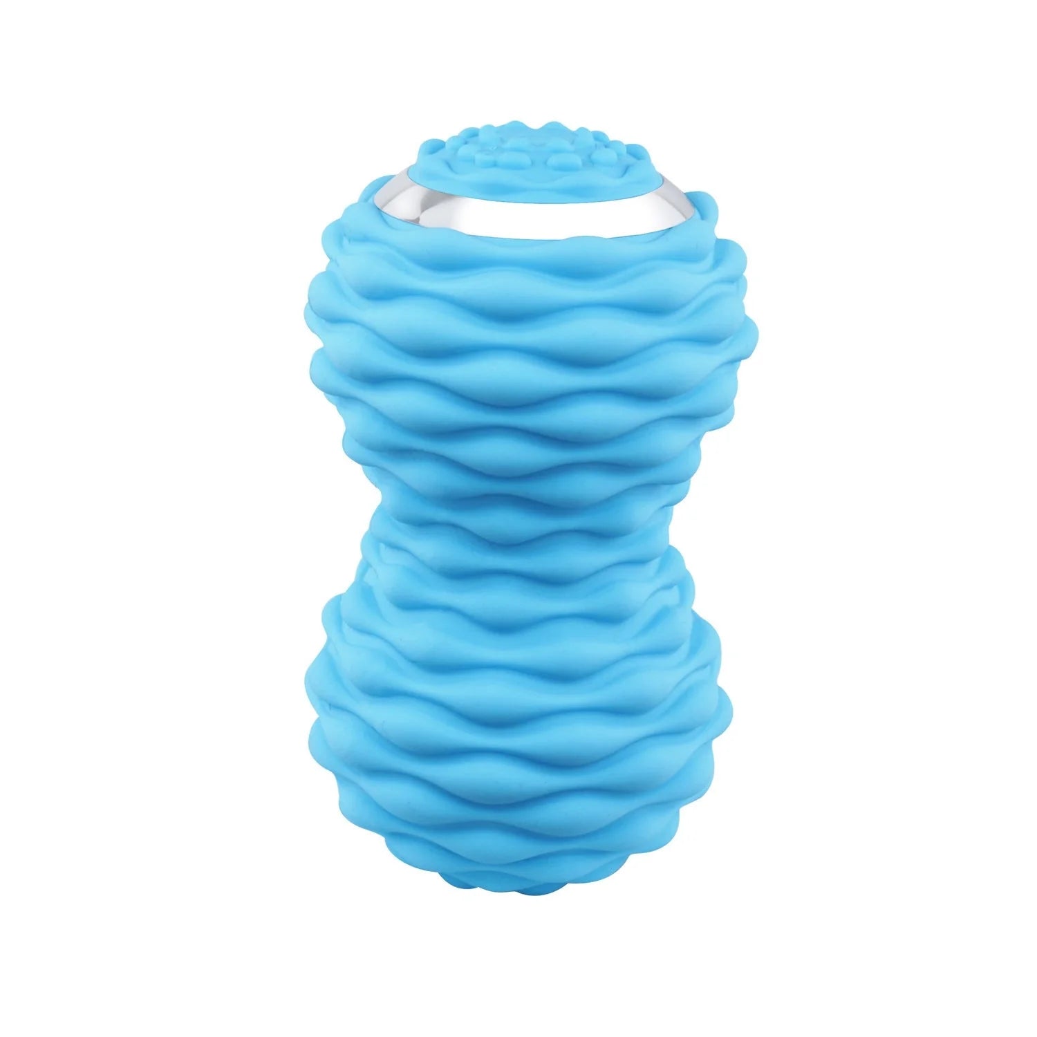 Electric peanut fascia massage ball in rose red, sky blue, and black for deep tissue relief