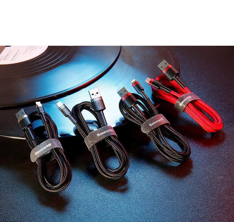 Red and black Lightning charging cable for Apple iPhones with 8PIN connector