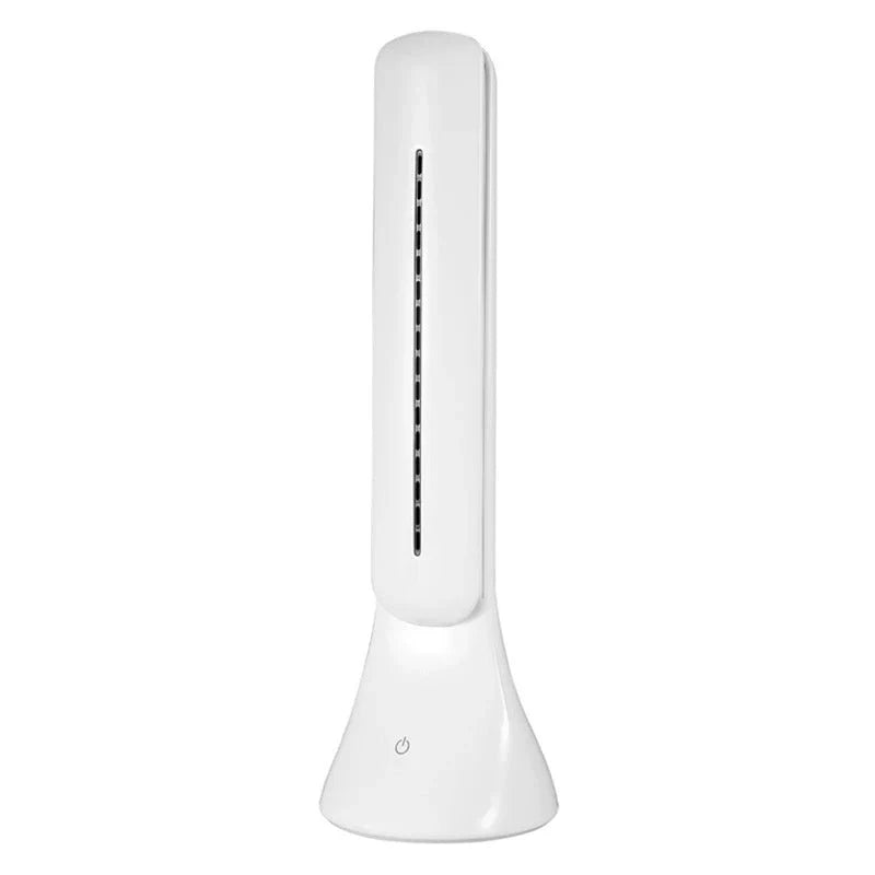 Adjustable LED desk lamp with digital display for time, date, and temperature