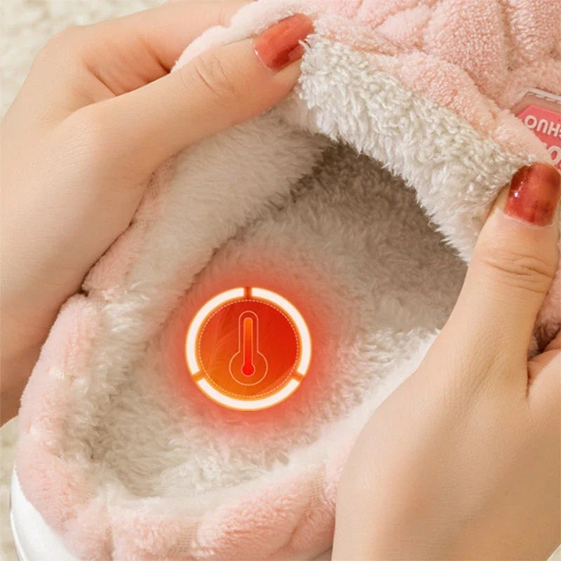 Cozy Non-Slip Plush House Slippers for Men and Women in a variety of fashionable colors with thick, non-slip soles and soft, plush lining for maximum comfort and traction.