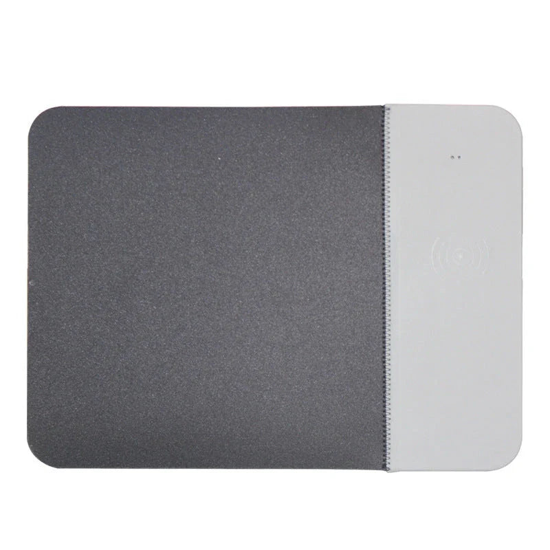 Wireless charging mouse pad with anti-slip rubber base, high-precision fabric, and sleek design for enhanced workspace productivity and organization