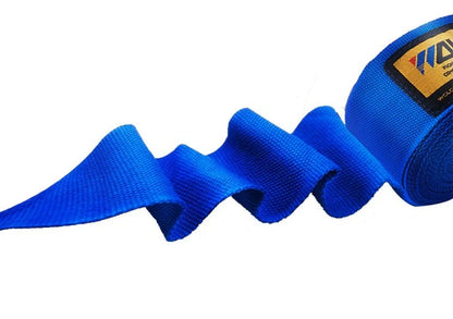 Cotton boxing hand wraps showing 2.5-metre length and 5cm width for martial arts training