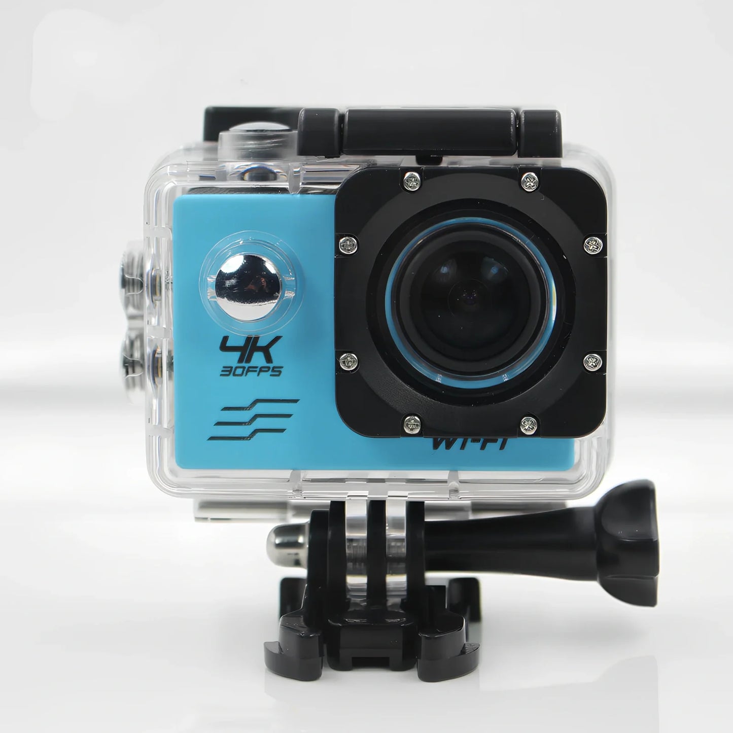 Black 4K HD motion camera with 2.0-inch display and 170-degree lens, dimensions 29.8x59.2x41mm for action sports