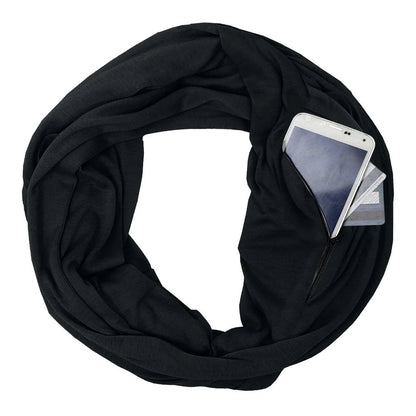 Pocket scarf with zipper pocket in various colours for winter warmth and storage