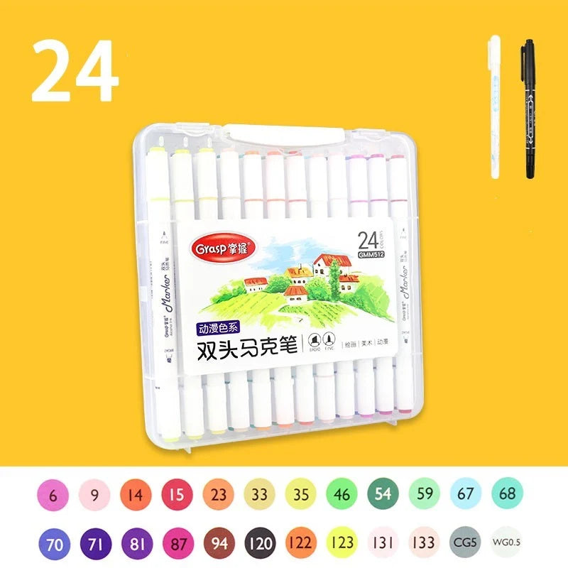 Master Double-headed Marker Art Brush Painting Set Oily 48-colour Animation Hand-painting
