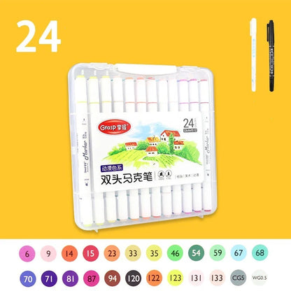 Master Double-headed Marker Art Brush Painting Set Oily 48-colour Animation Hand-painting
