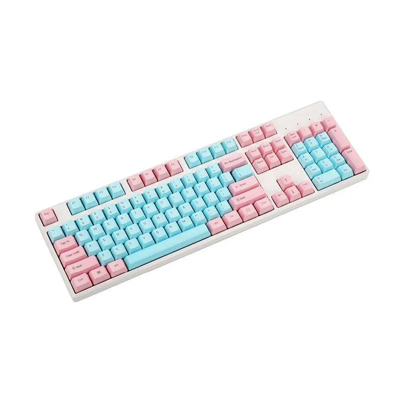 Opaque pink PBT keycap set for mechanical keyboards with side-printed legends