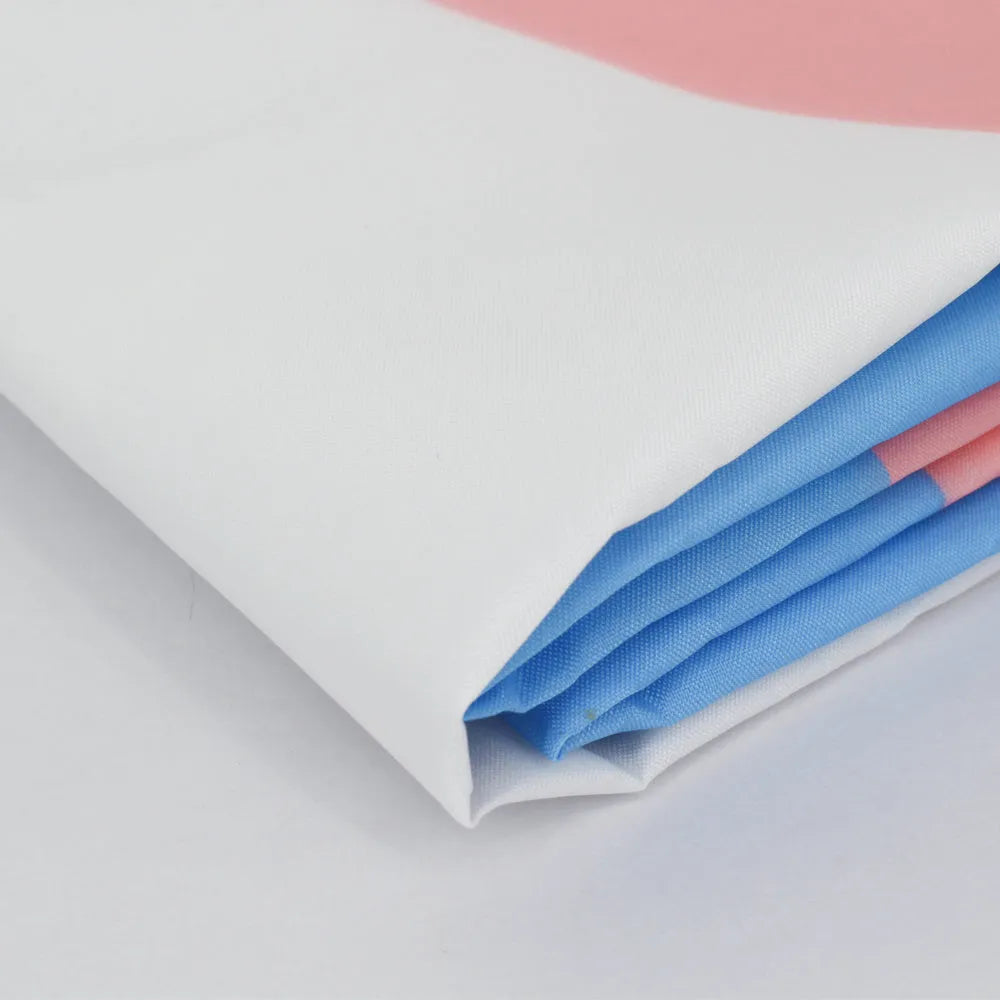 Transgender rainbow pride flag in polyester fibre, 90x150cm, displayed outdoors on a pole