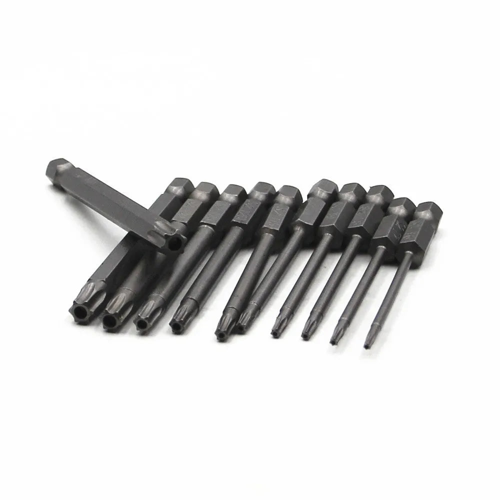 Hexagon handle screwdriver bit set showing 50mm, 75mm, and 100mm length options with alloy construction