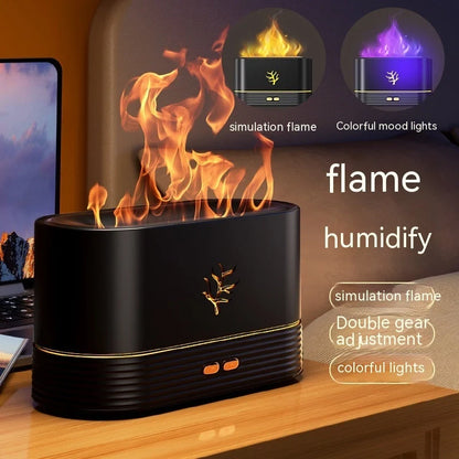 USB Smart Flame Humidifier with LED Aroma Diffuser in white and black