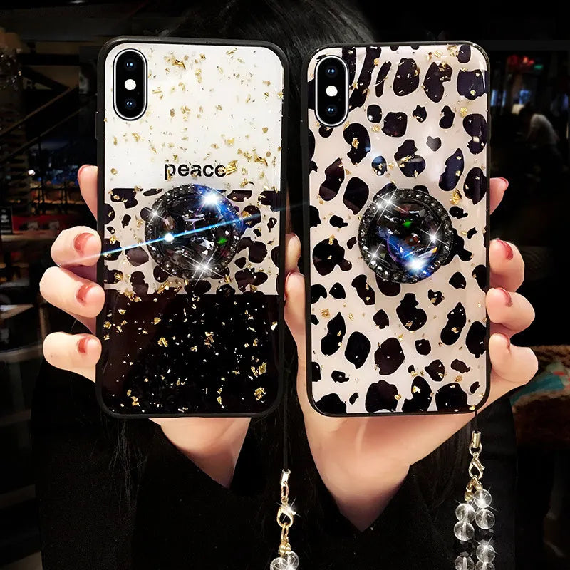 Full-colour leopard print TPU back cover phone case for iPhone and Samsung Galaxy models