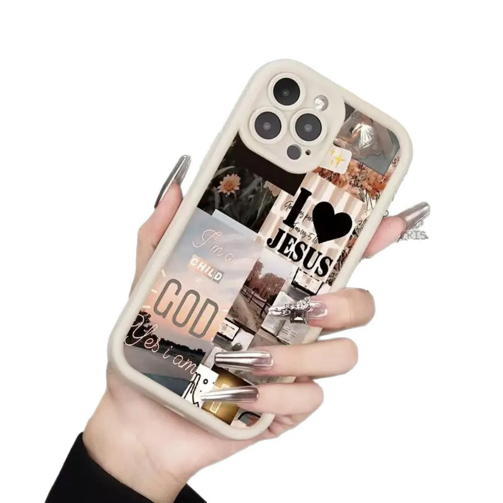 White frosted TPU phone case for Apple iPhone with built-in kickstand bracket