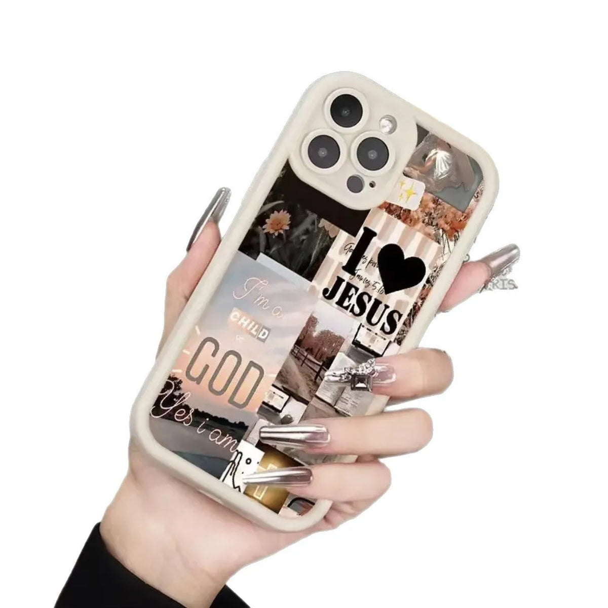 White frosted TPU phone case for Apple iPhone with built-in kickstand bracket