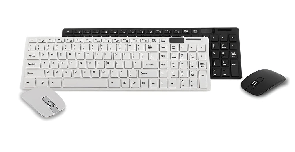 HK-06 wireless keyboard and mouse set, black, with shared USB receiver, 2.4GHz, 10m range, chocolate mute keys