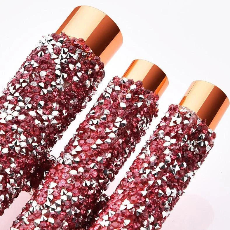 10 colourful makeup brushes with diamond wrap design and nylon bristles for powder application