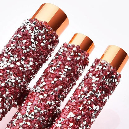 10 colourful makeup brushes with diamond wrap design and nylon bristles for powder application