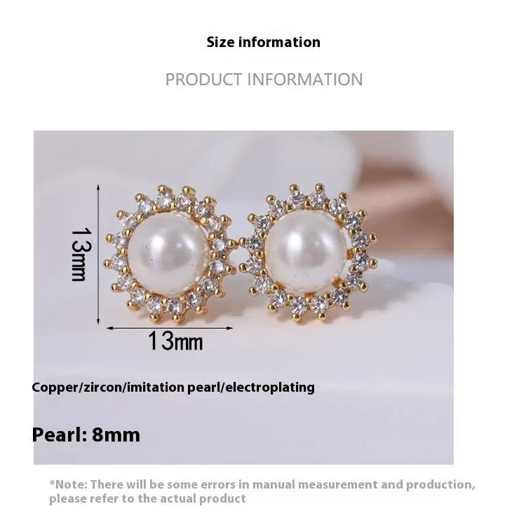 Light luxury women's copper flower earrings with electroplated finish, available in gold or silver, petal design