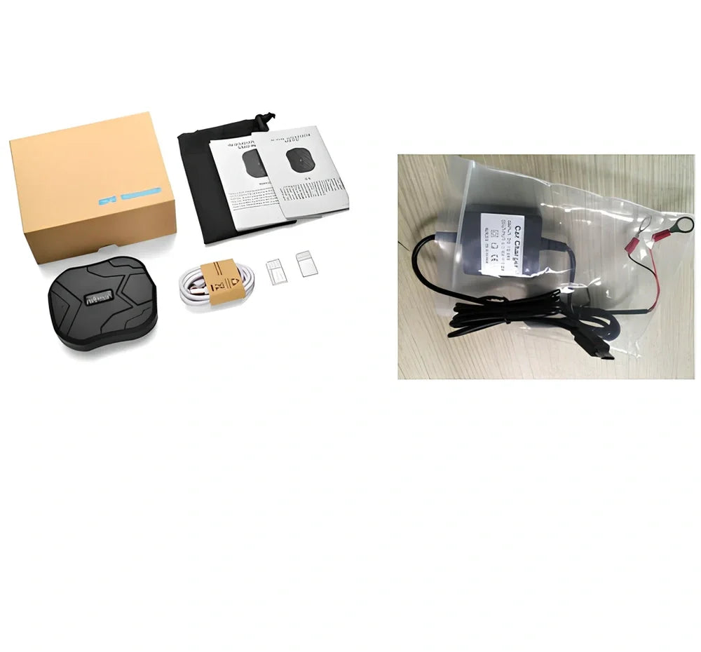 Black TK202 GPS locator, 90x74x25mm waterproof vehicle tracker with magnet and 5000mAh battery