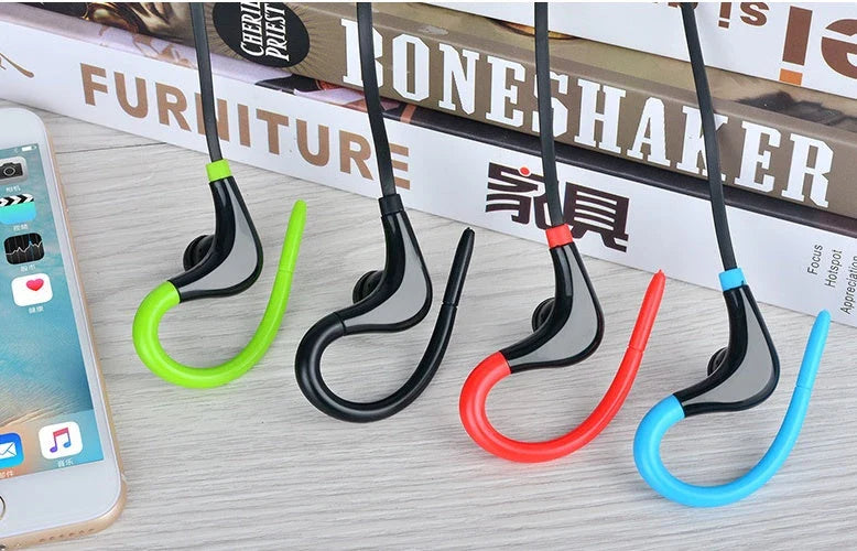 BT-01 Big Horn Sports Bluetooth Earbuds in black, red, green, and blue