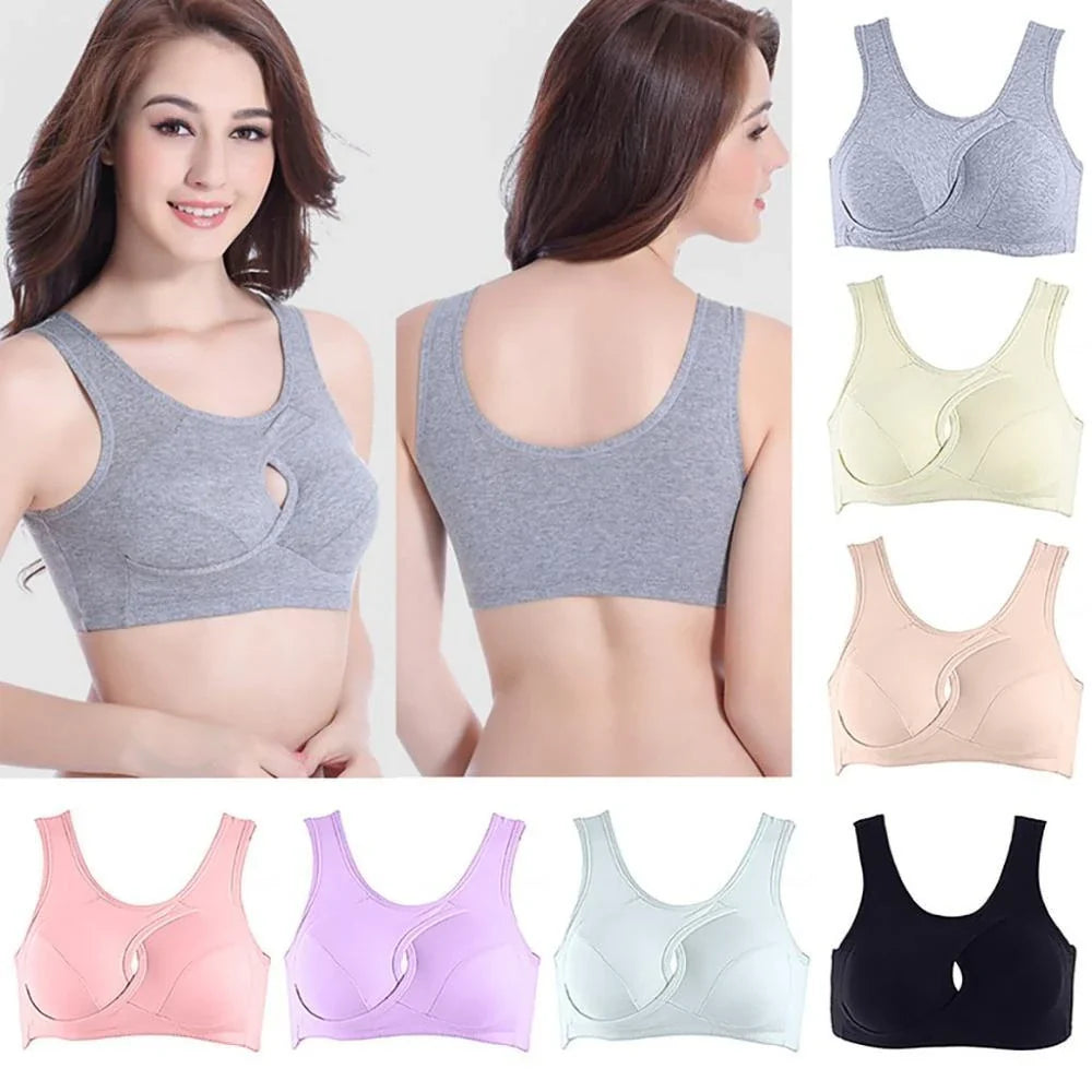 Comfortable and supportive sports bra with wireless design, crossover lift, and inner-bust band for plus-size support