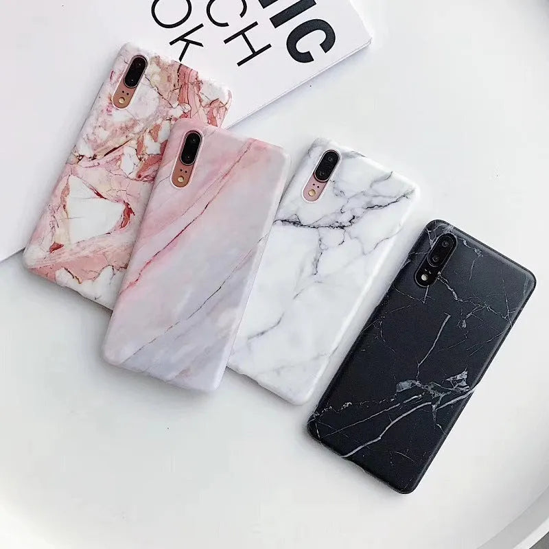 Gradient frosted coral marble TPU phone case for Huawei P20 series with flexible fit and marble pattern