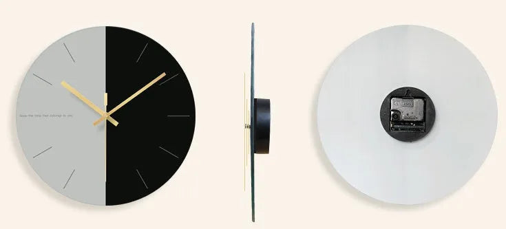 Clear tempered glass minimalist wall clock with silent movement, 29.5 cm diameter.