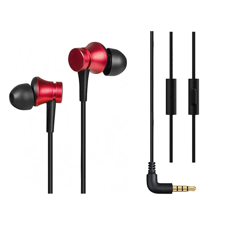 Piston wired in-ear headphones with 3.5mm plug in black, blue and red colour options